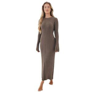 NWT Worth Collective Colette Premium Long Sleeved Ribbed Knit Maxi Dress